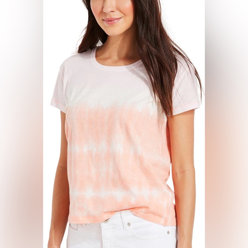Vineyard Vines Tie Dye Cotton Surf T-shirt in Bright Peach.